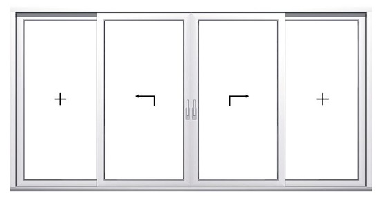 Система С: 2 сдвижные, 2 глухие створки Система С: 2 сдвижные, 2 глухие створки