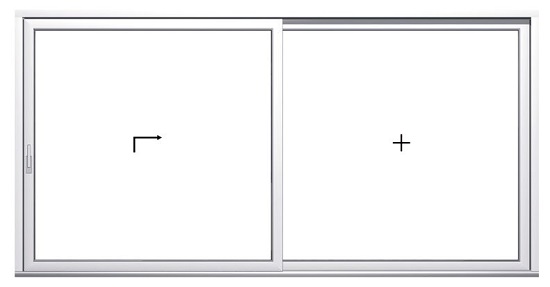 Система А: 1 сдвижная, 1 глухая створка Система А: 1 сдвижная, 1 глухая створка